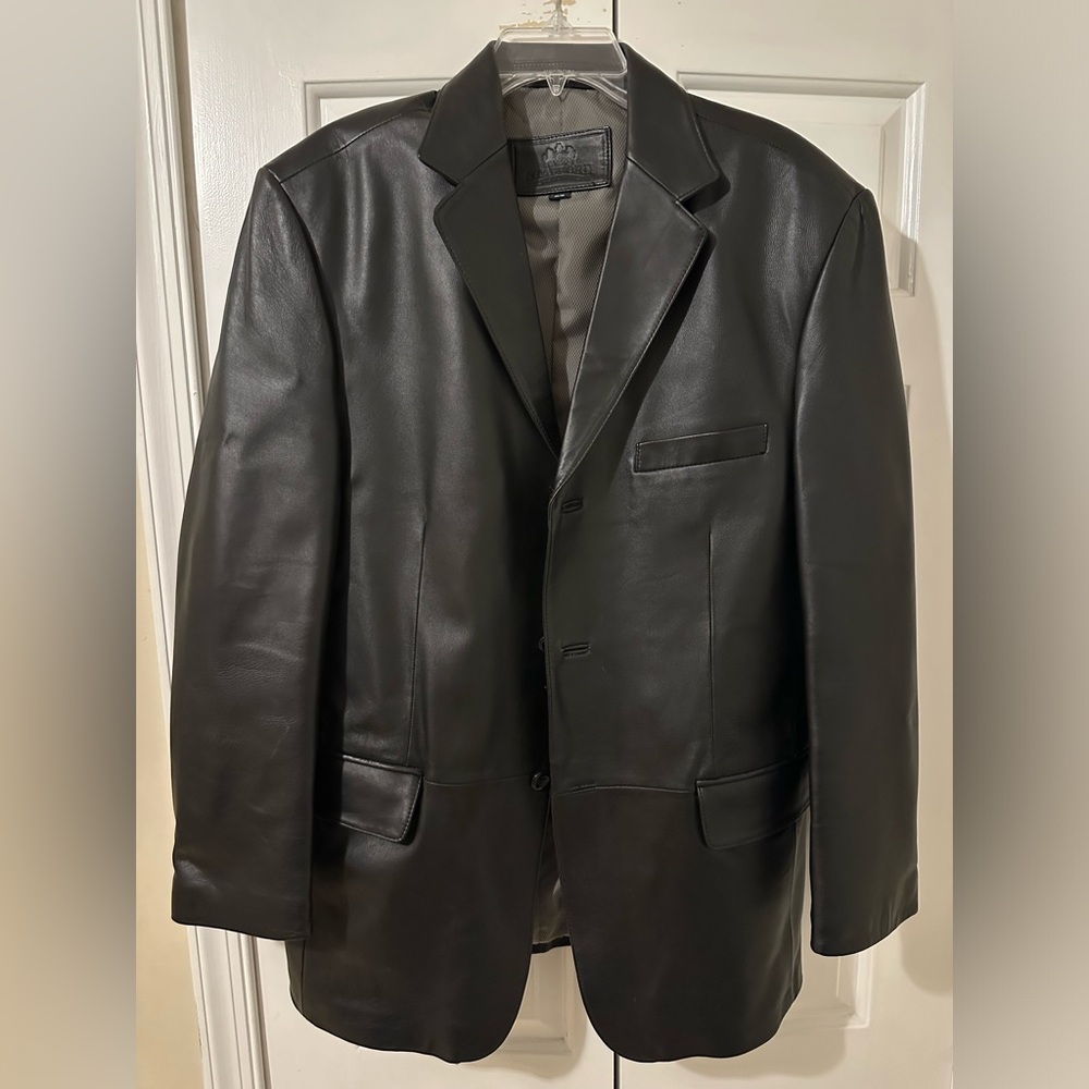Men’s Stafford Leather Blazer - (Excellent Condition) - (Black)